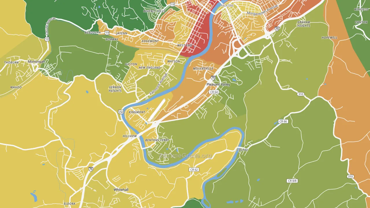 Pleasant Valley, WV Map of Assault Rates
