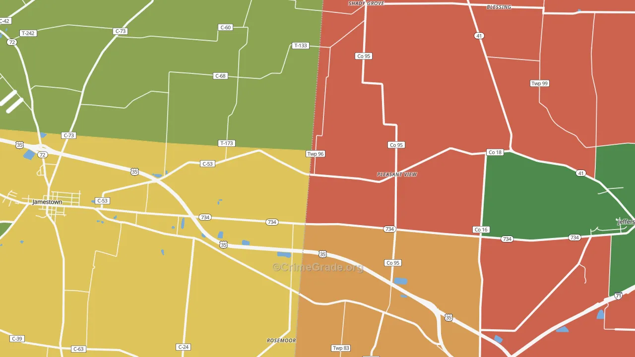 Pleasant View, OH Map of Assault Rates