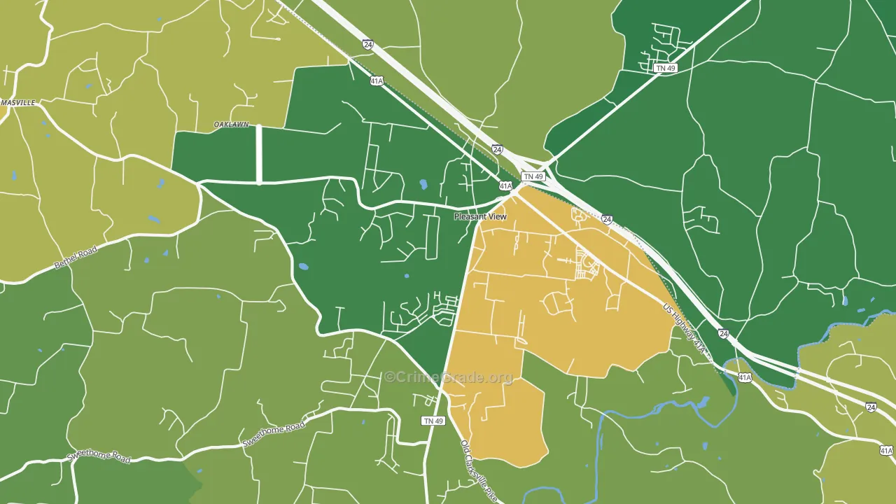 Pleasant View, TN Map of Assault Rates