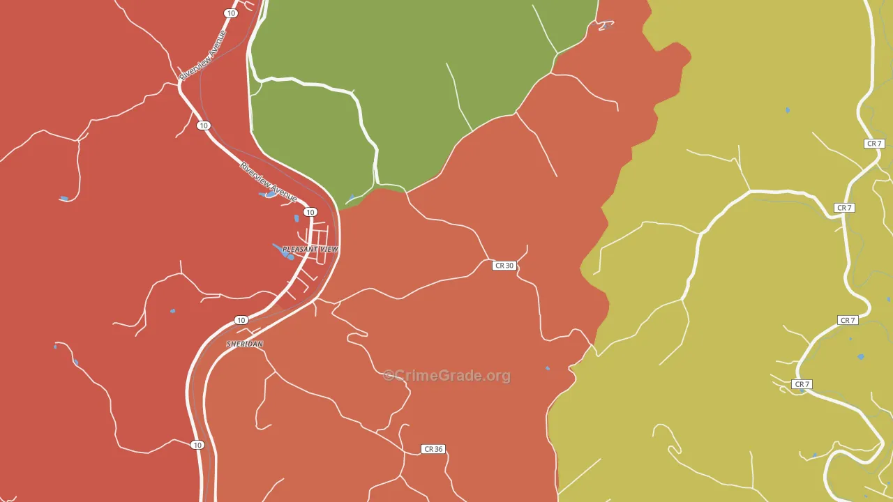 Pleasant View, WV Map of Assault Rates