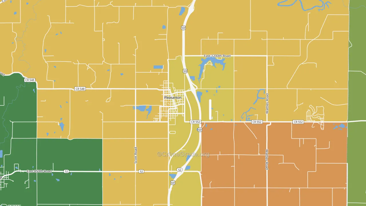 Pleasanton, KS Map of Assault Rates