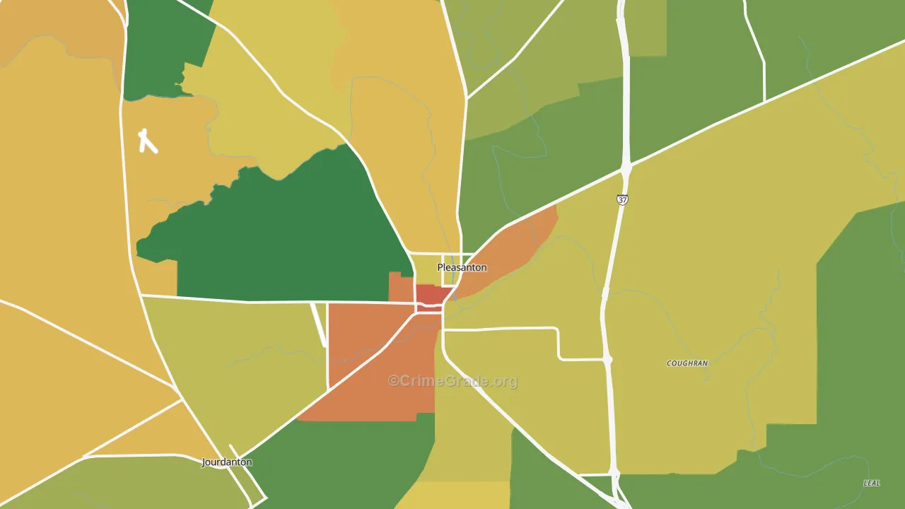 Pleasanton, TX Map of Assault Rates