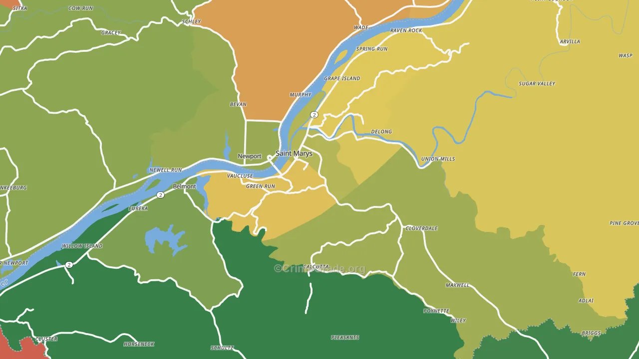 Pleasants County, WV Map of Assault Rates