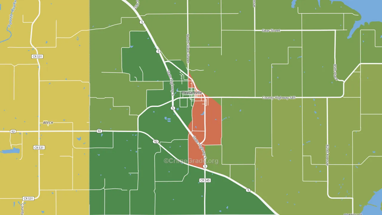 Pleasantville, IA Map of Assault Rates