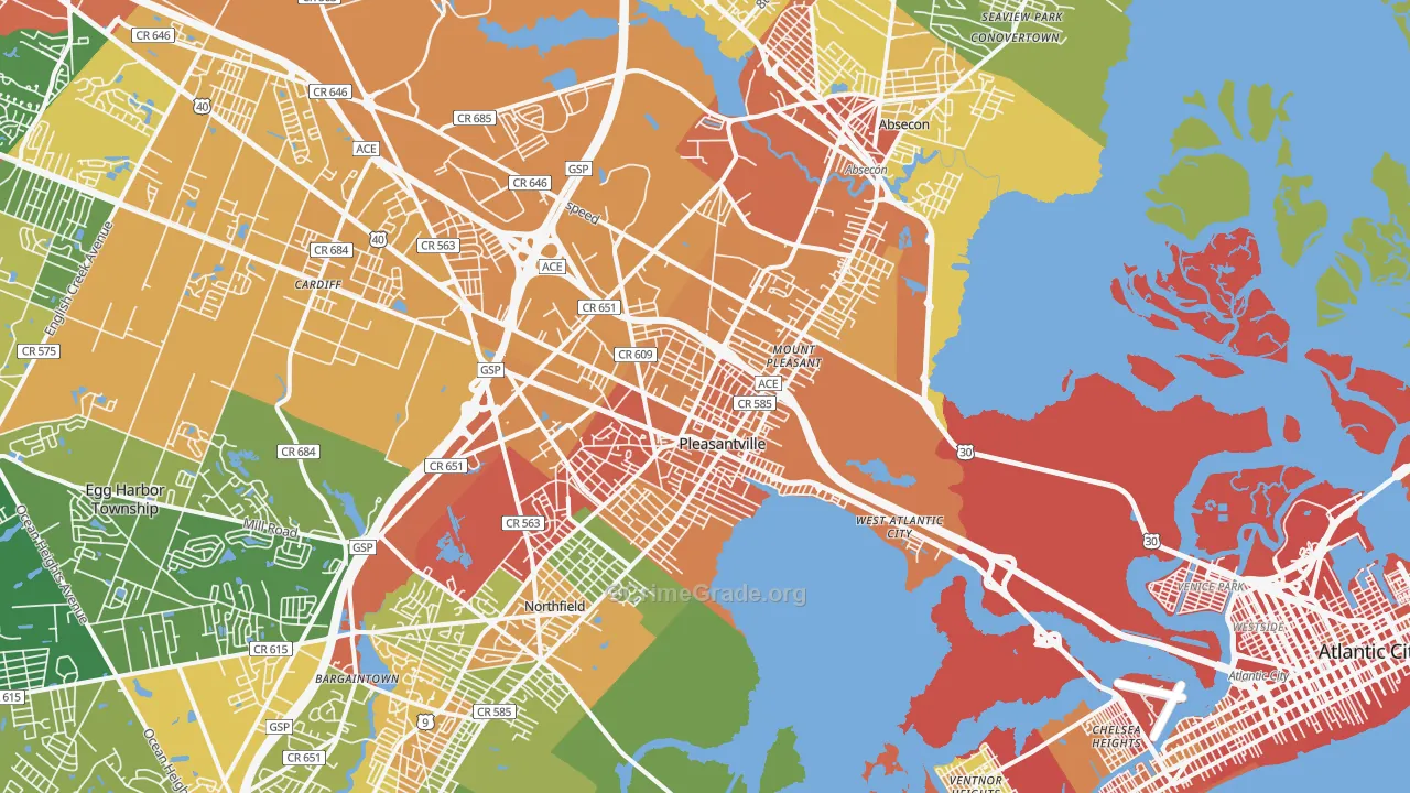 Pleasantville, NJ Map of Assault Rates