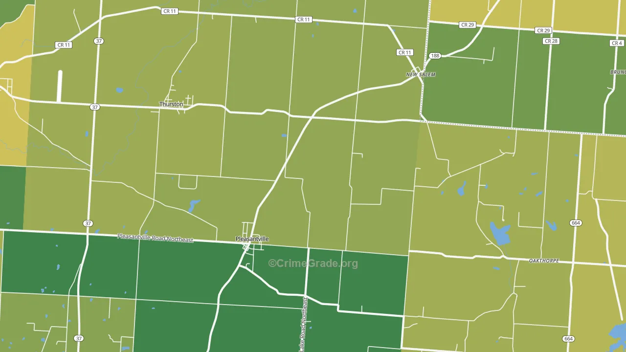 Pleasantville, OH Map of Assault Rates