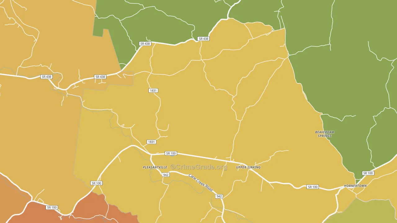 Pleasantville, TN Map of Assault Rates