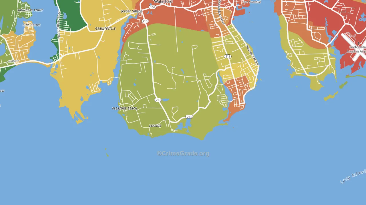 Pleasure Beach, CT Map of Assault Rates