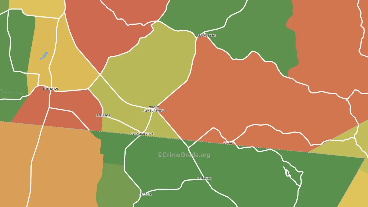 Pleasureville, KY Map of Assault Rates