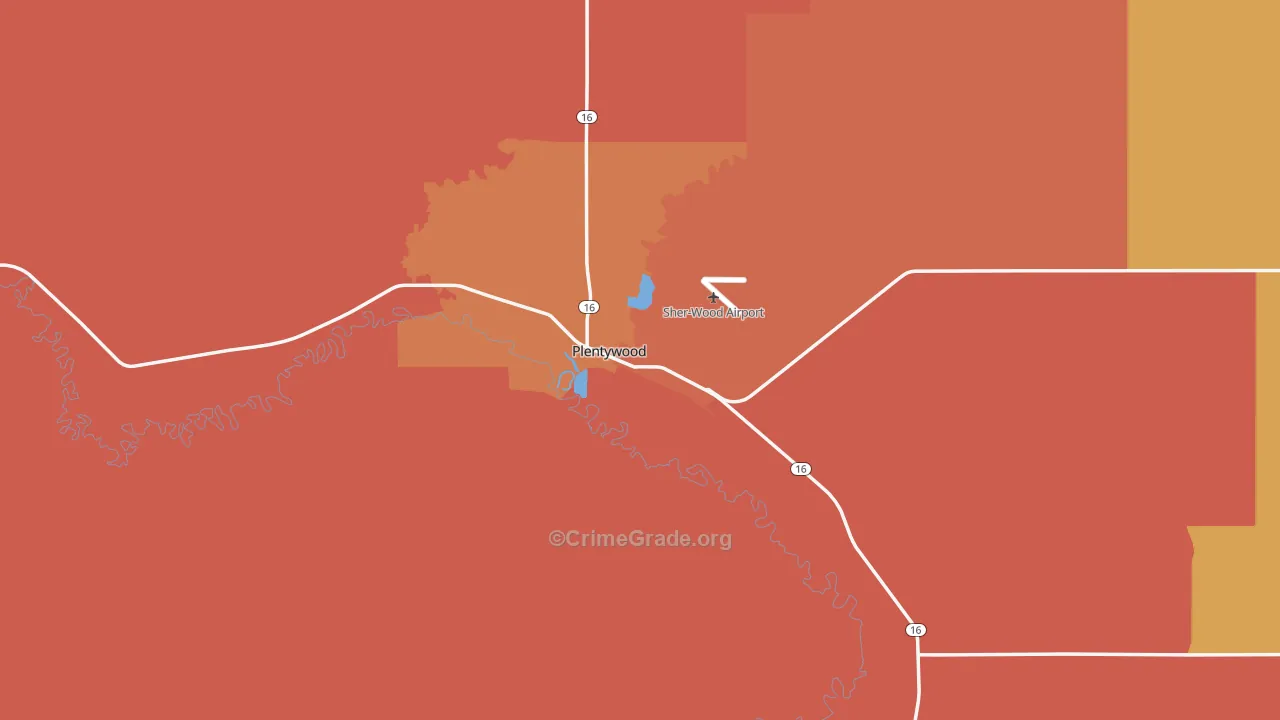 Plentywood, MT Map of Assault Rates