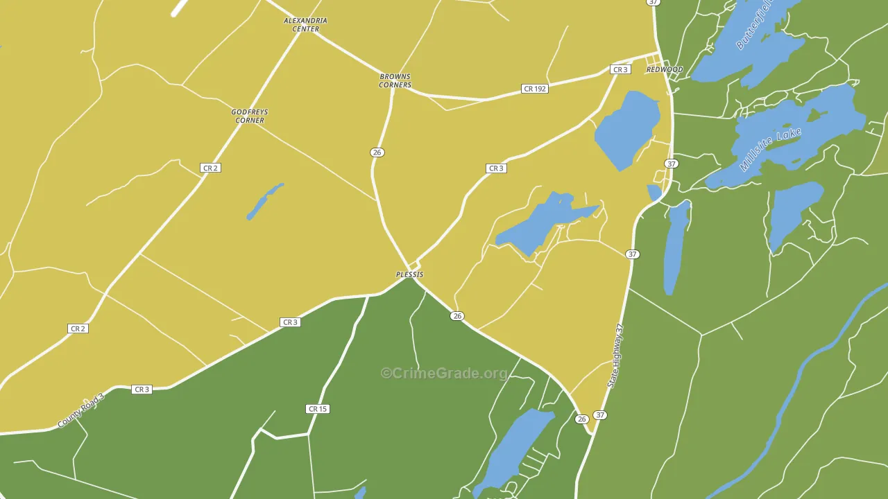 Plessis, NY Map of Assault Rates