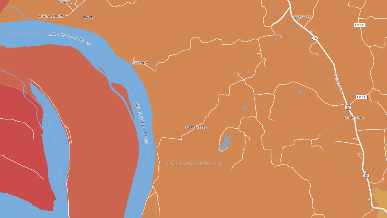 Plettenberg, LA Map of Assault Rates