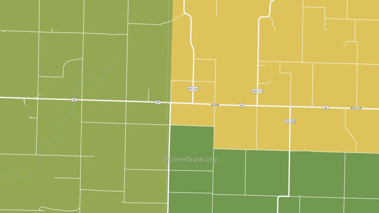Plew, MO Map of Assault Rates
