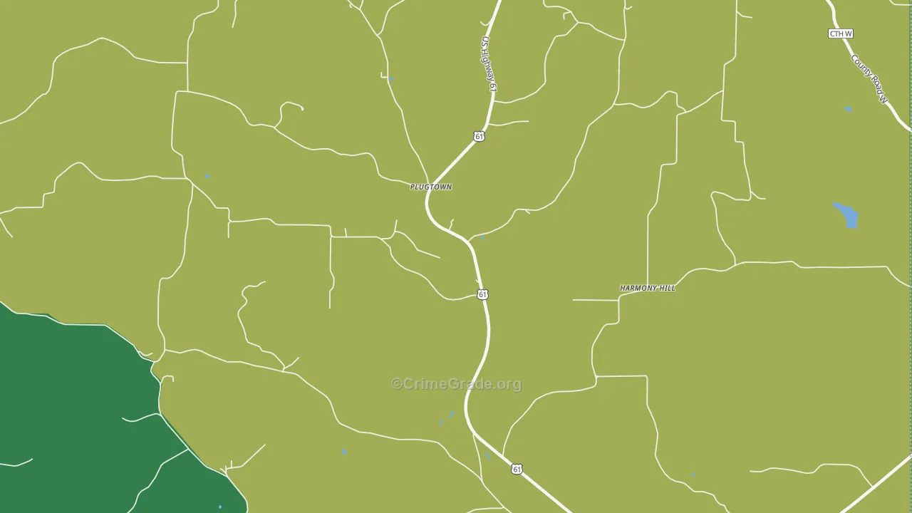 Plugtown, WI Map of Assault Rates