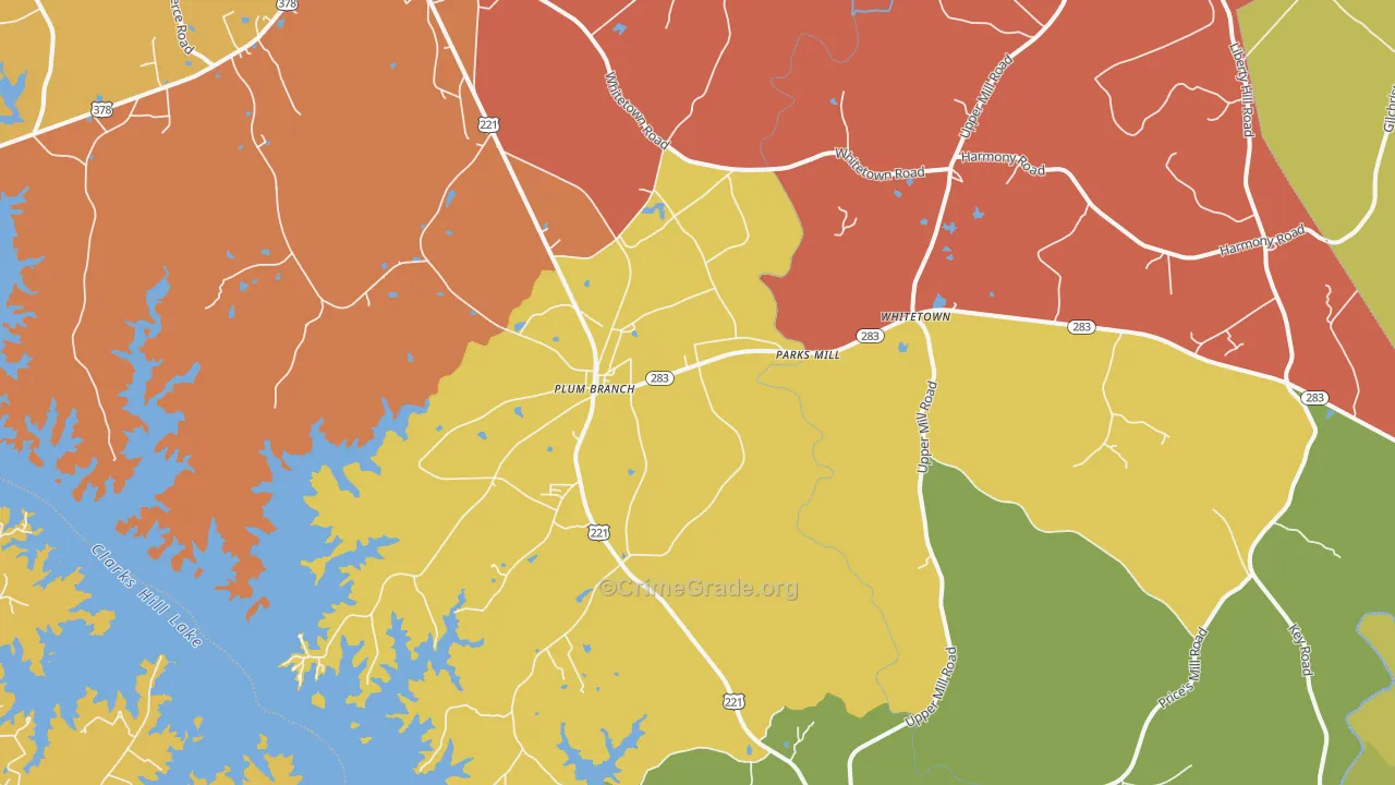 Plum Branch, SC Map of Assault Rates