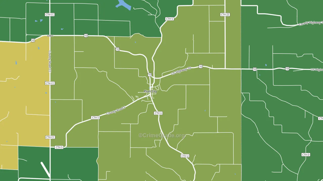 Plum City, WI Map of Assault Rates