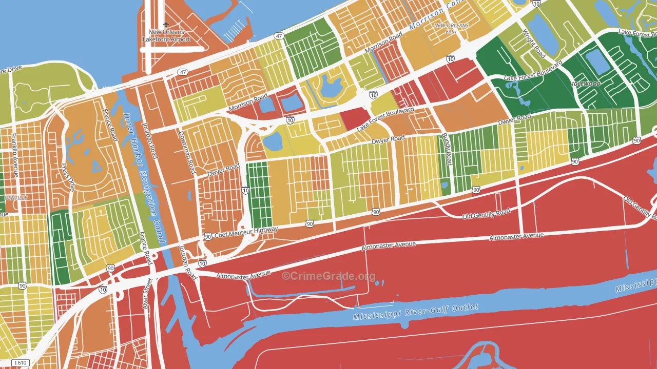 Plum Orchard, New Orleans, LA Map of Assault Rates