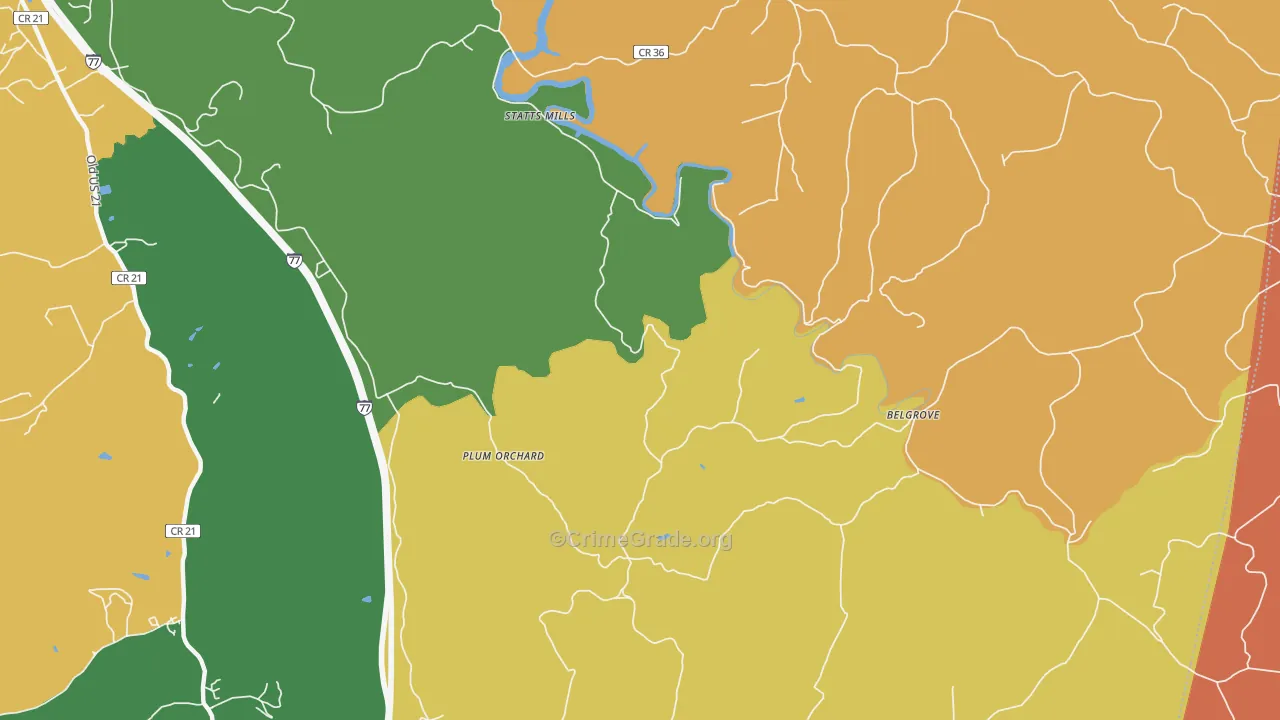 Plum Orchard, WV Map of Assault Rates