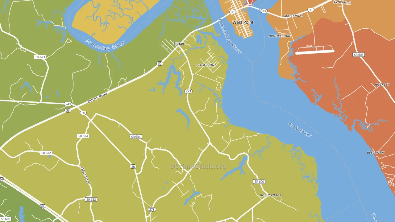 Plum Point, VA Map of Assault Rates