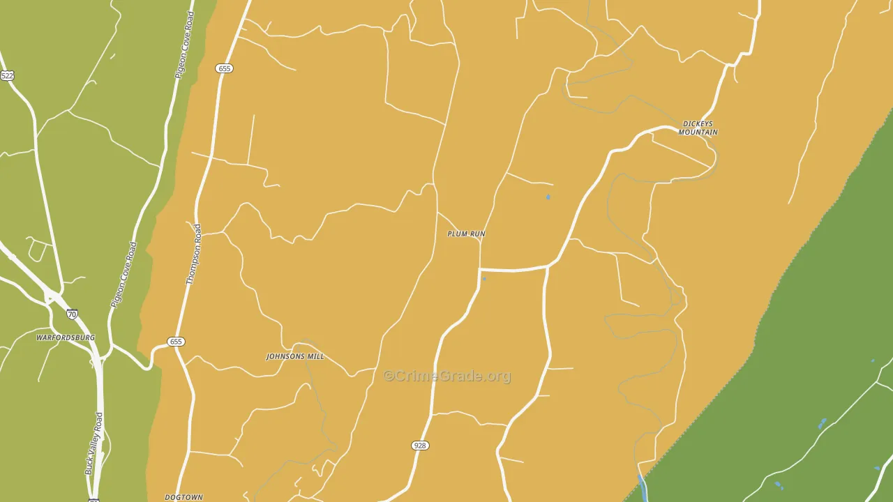Plum Run, PA Map of Assault Rates
