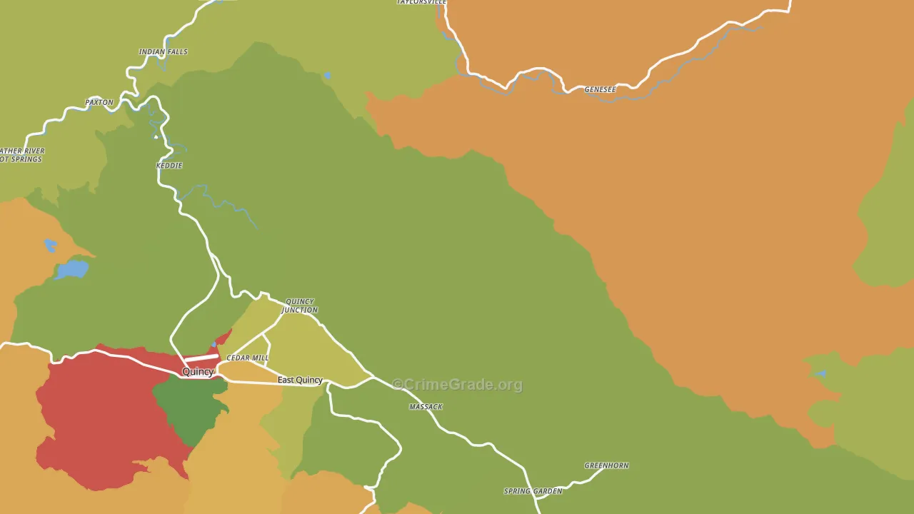 Plumas County, CA Map of Assault Rates