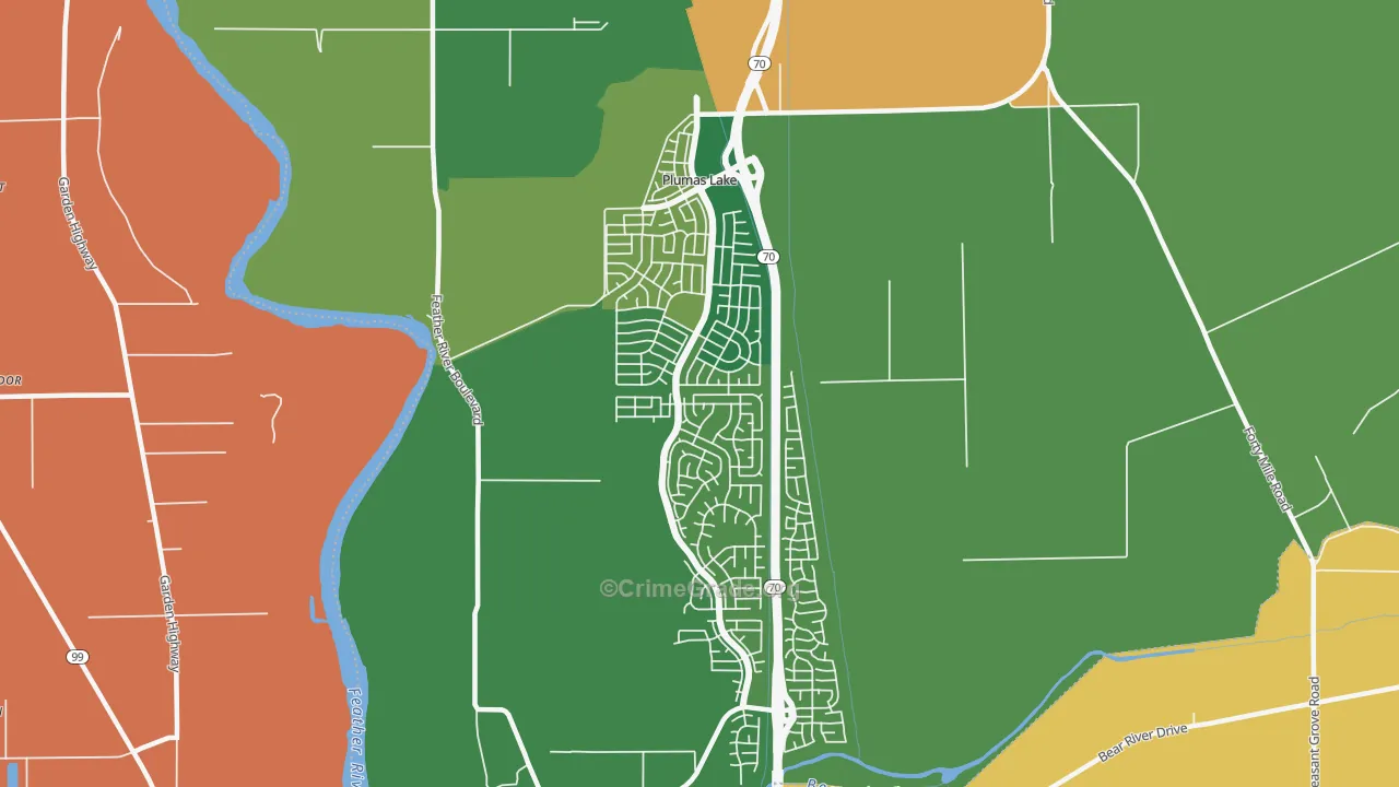 Plumas Lake, CA Map of Assault Rates