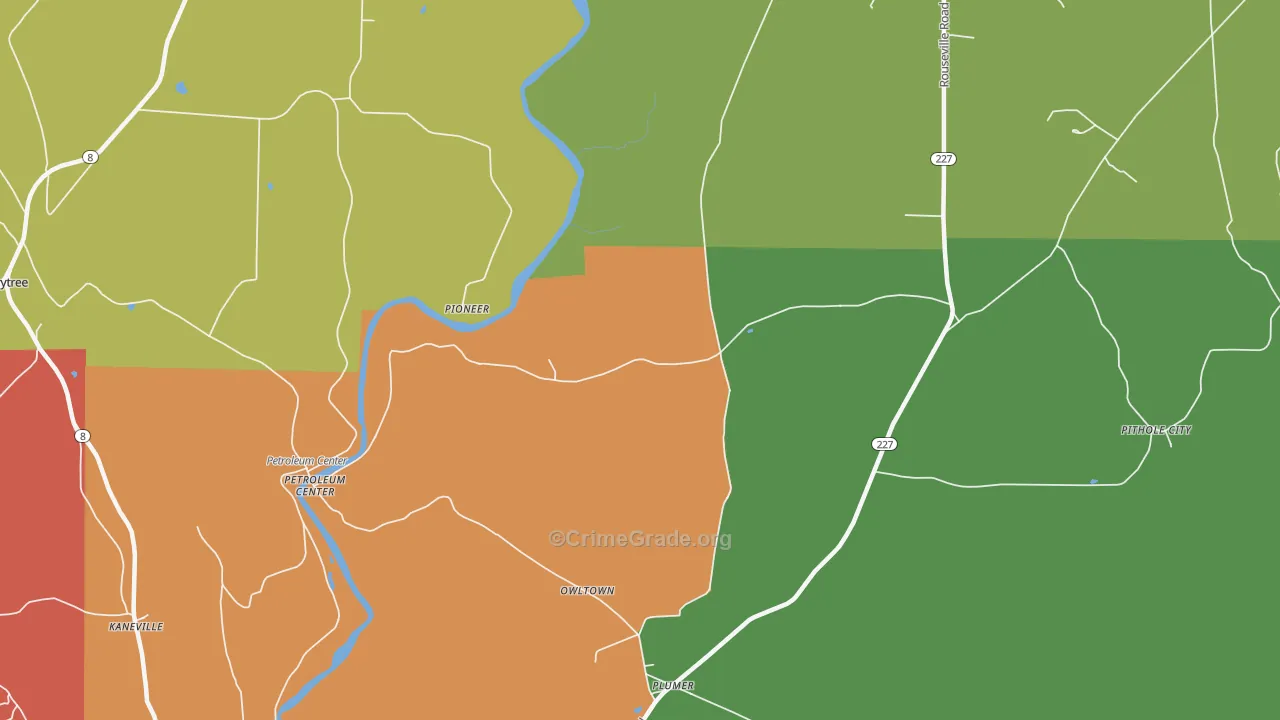 Plumer, PA Map of Assault Rates