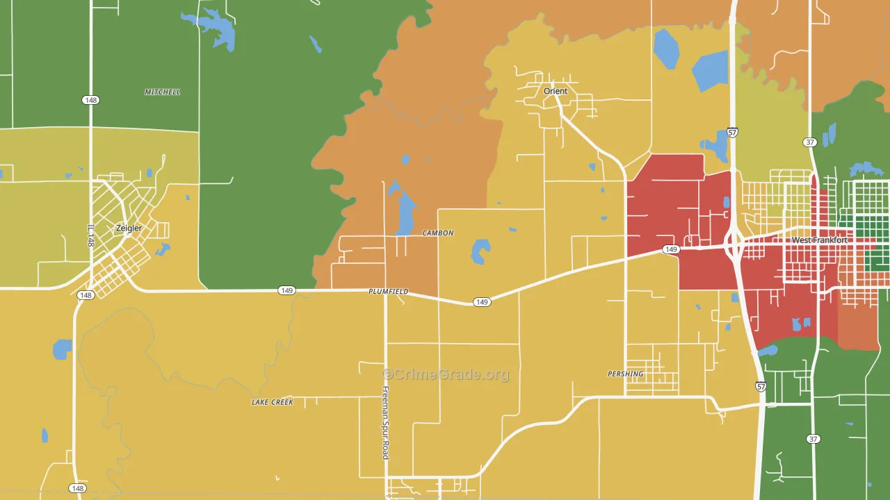 Plumfield, IL Map of Assault Rates