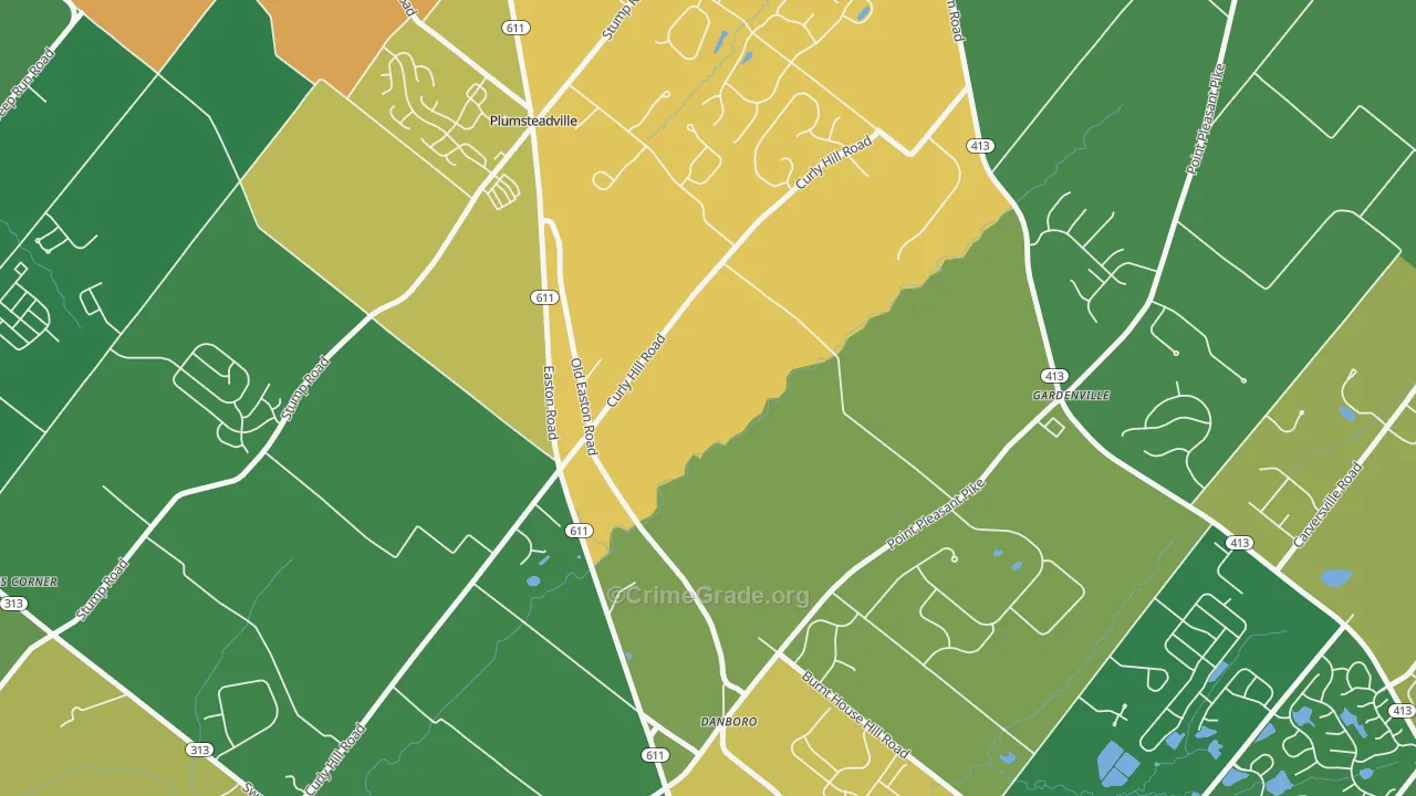 Plumsteadville, PA Map of Assault Rates