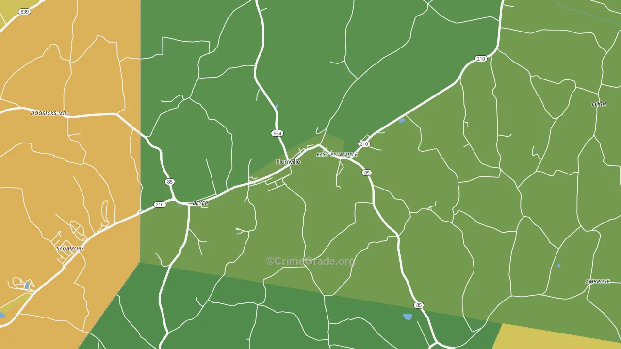 Plumville, PA Map of Assault Rates