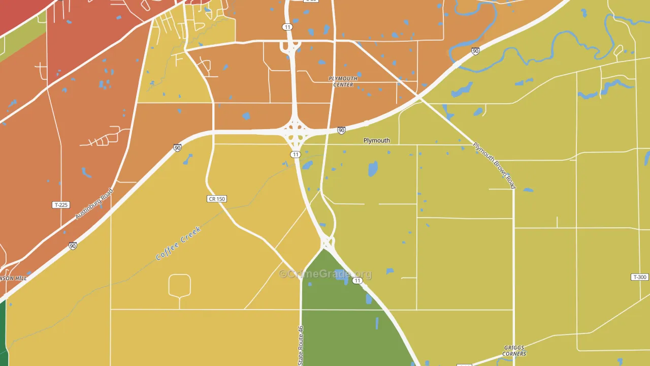 Plymouth Center, OH Map of Assault Rates