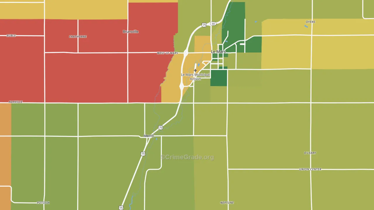 Plymouth County, IA Map of Assault Rates