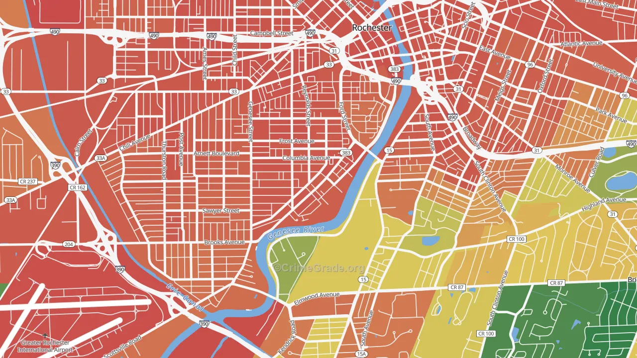 Plymouth-Exchange, Rochester, NY Map of Assault Rates