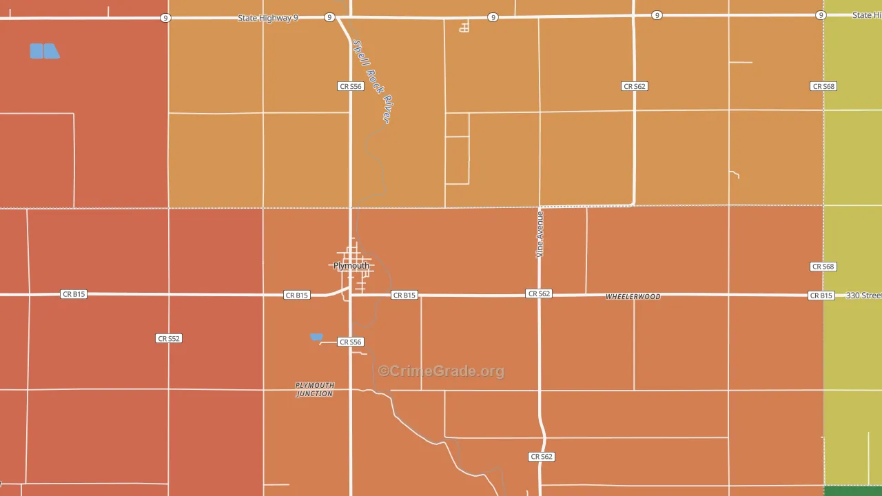 Plymouth, IA Map of Assault Rates