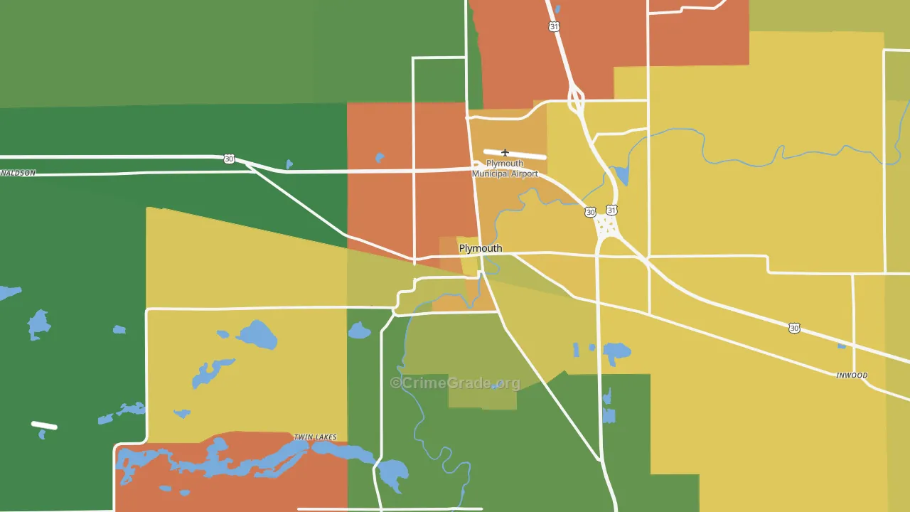 Plymouth, IN Map of Assault Rates