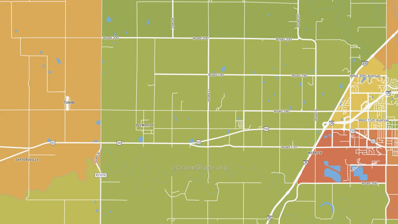 Plymouth, KS Map of Assault Rates