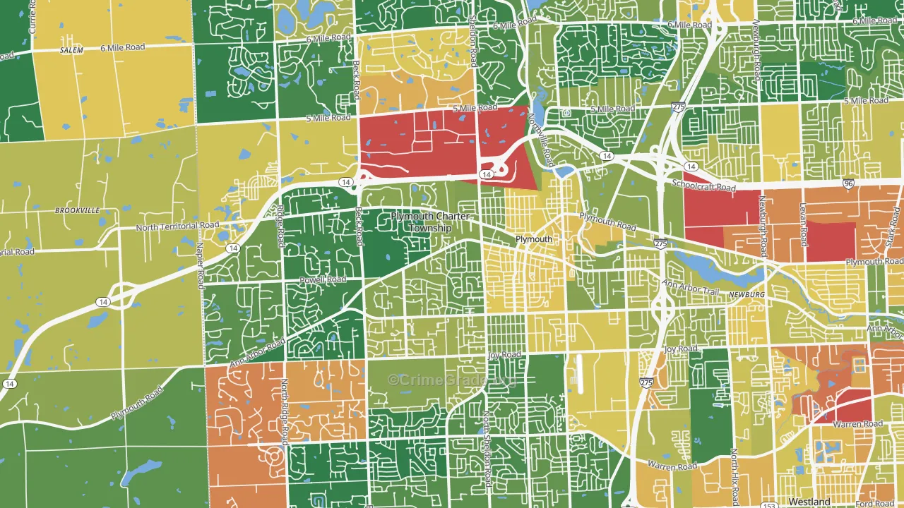 Plymouth, MI Map of Assault Rates