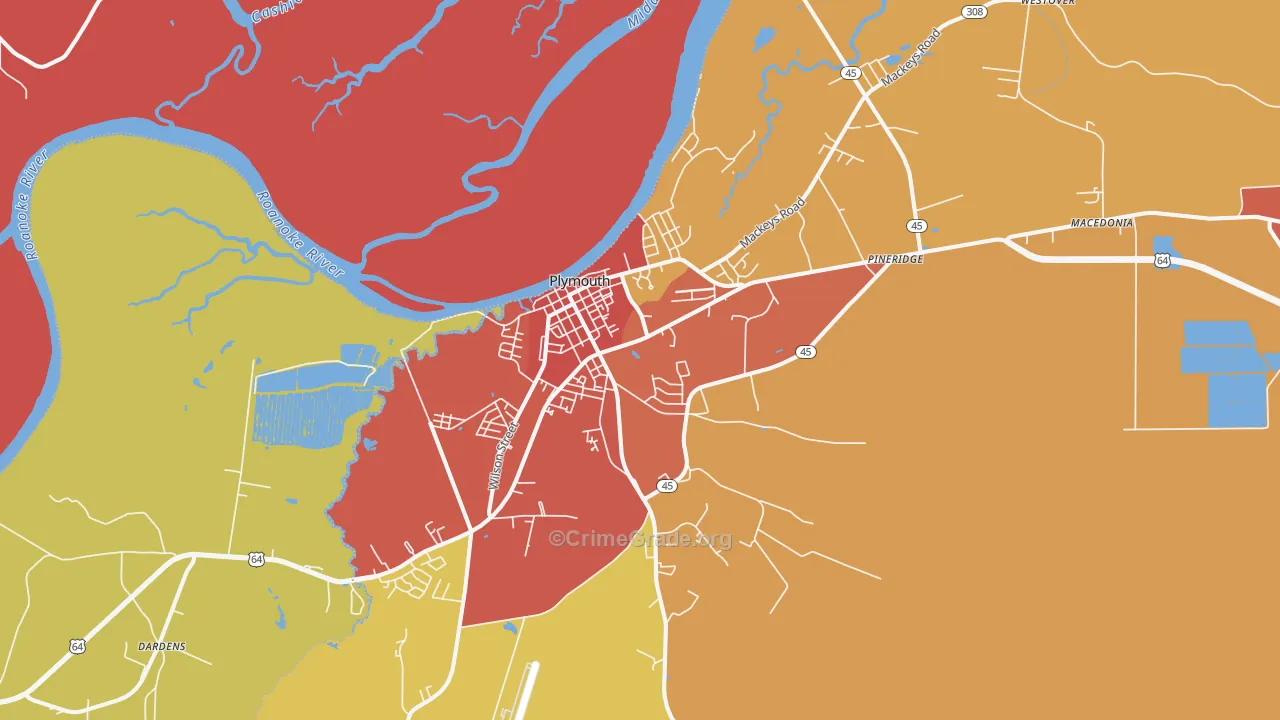 Plymouth, NC Map of Assault Rates