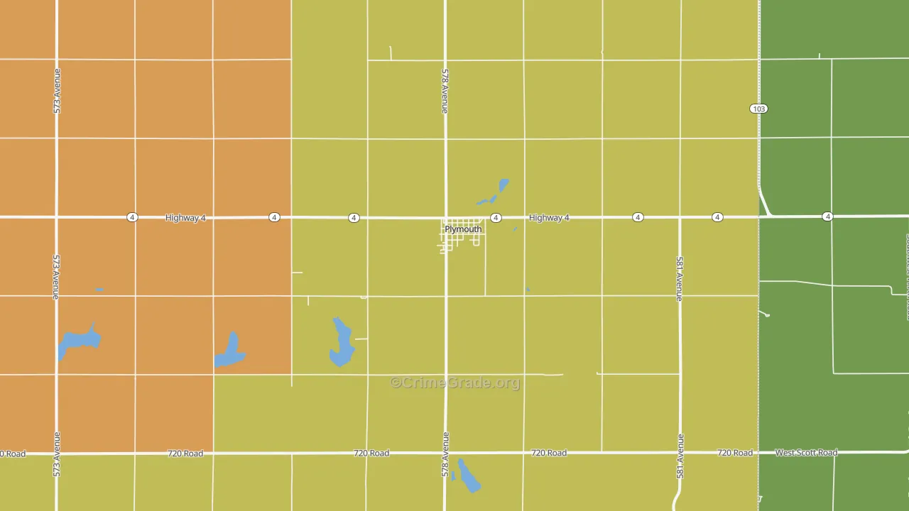 Plymouth, NE Map of Assault Rates