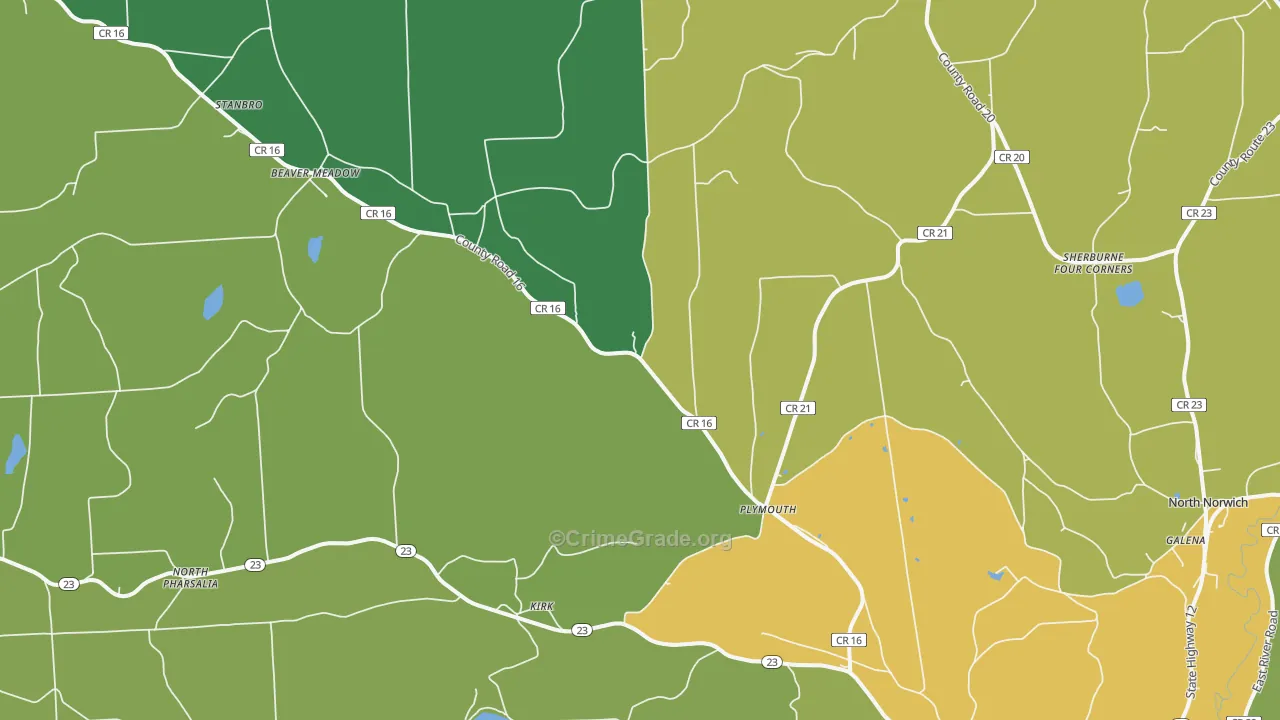 Plymouth, NY Map of Assault Rates