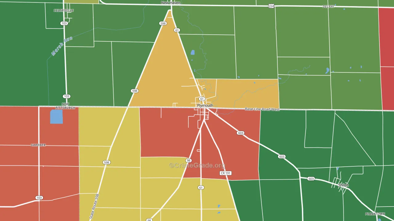 Plymouth, OH Map of Assault Rates