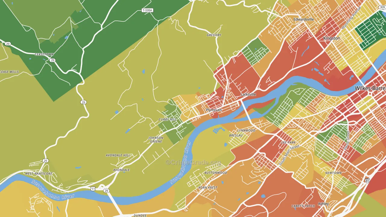 Plymouth, PA Map of Assault Rates