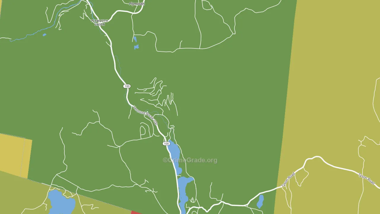 Plymouth, VT Map of Assault Rates