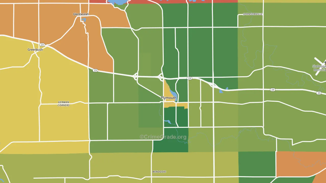 Plymouth, WI Map of Assault Rates