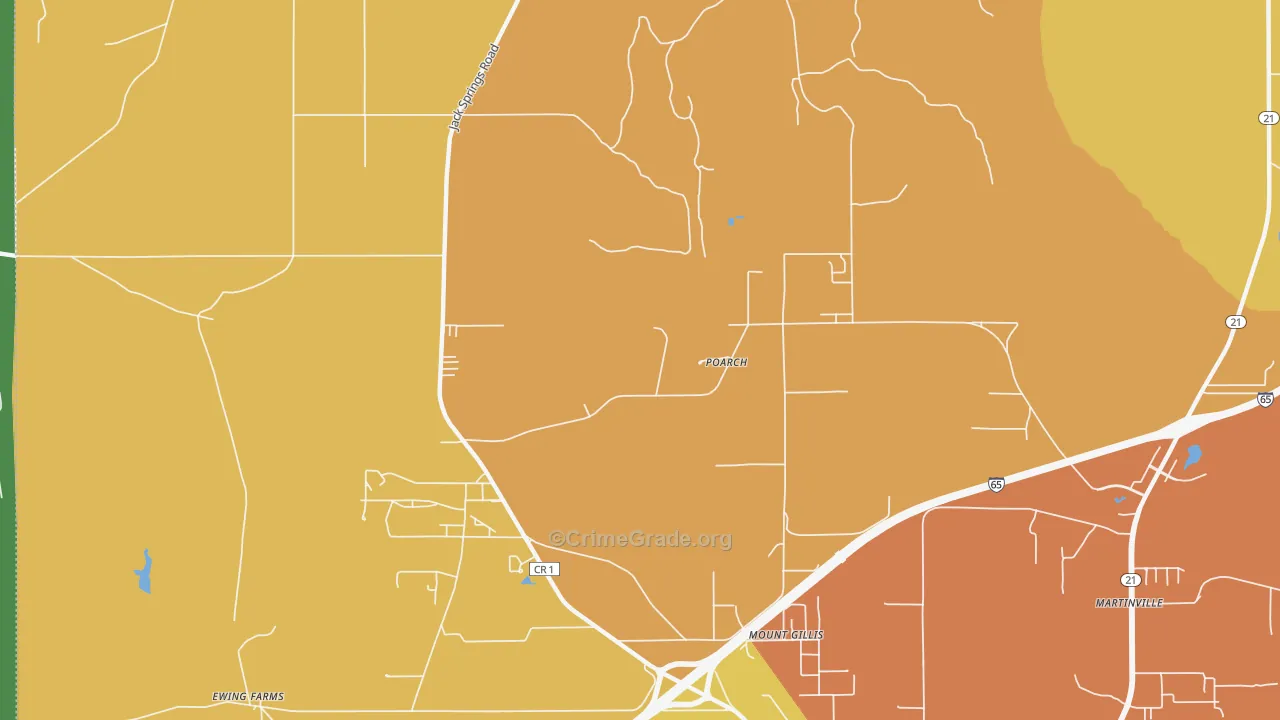 Poarch, AL Map of Assault Rates