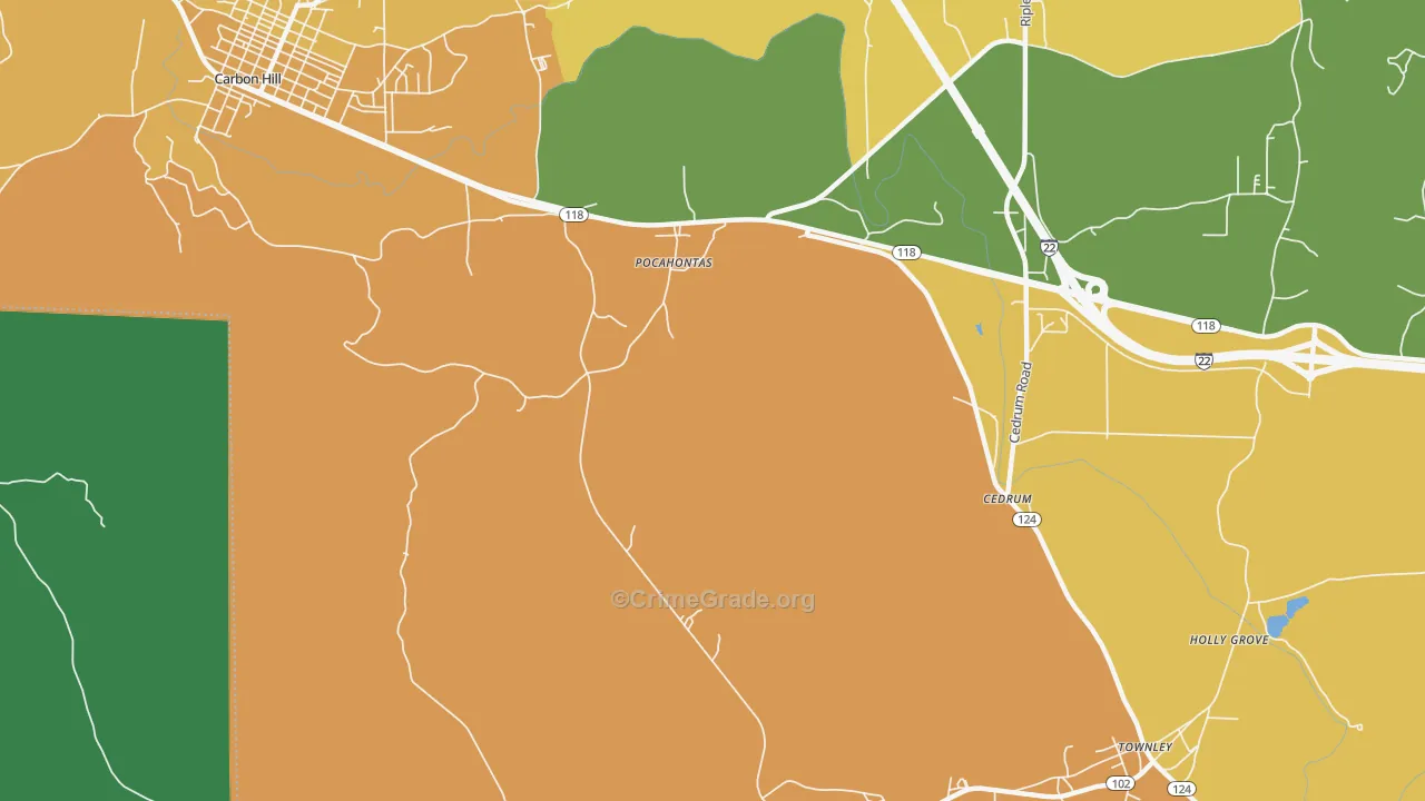 Pocahontas, AL Map of Assault Rates