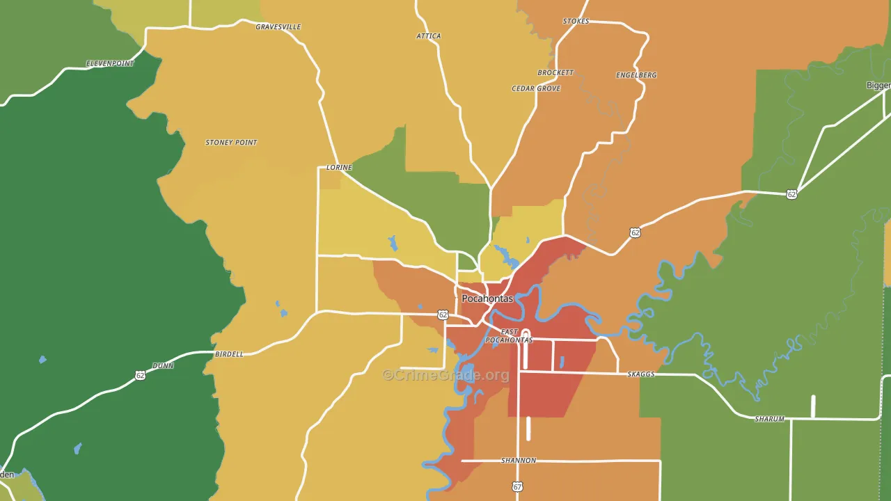 Pocahontas, AR Map of Assault Rates