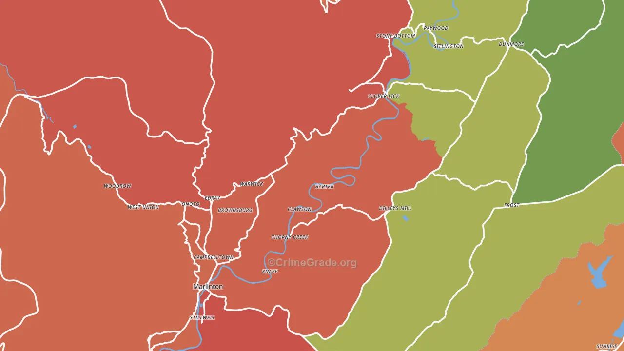 Pocahontas County, WV Map of Assault Rates