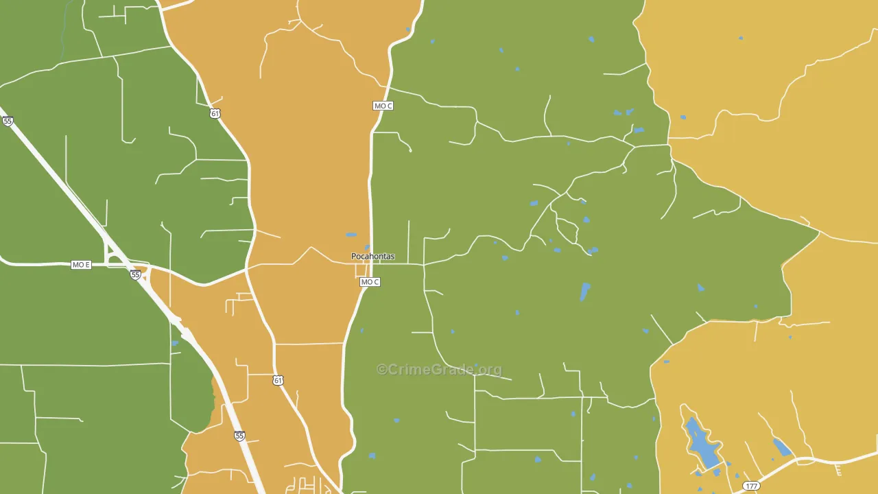 Pocahontas, MO Map of Assault Rates