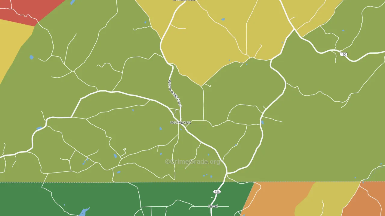 Pocahontas, PA Map of Assault Rates